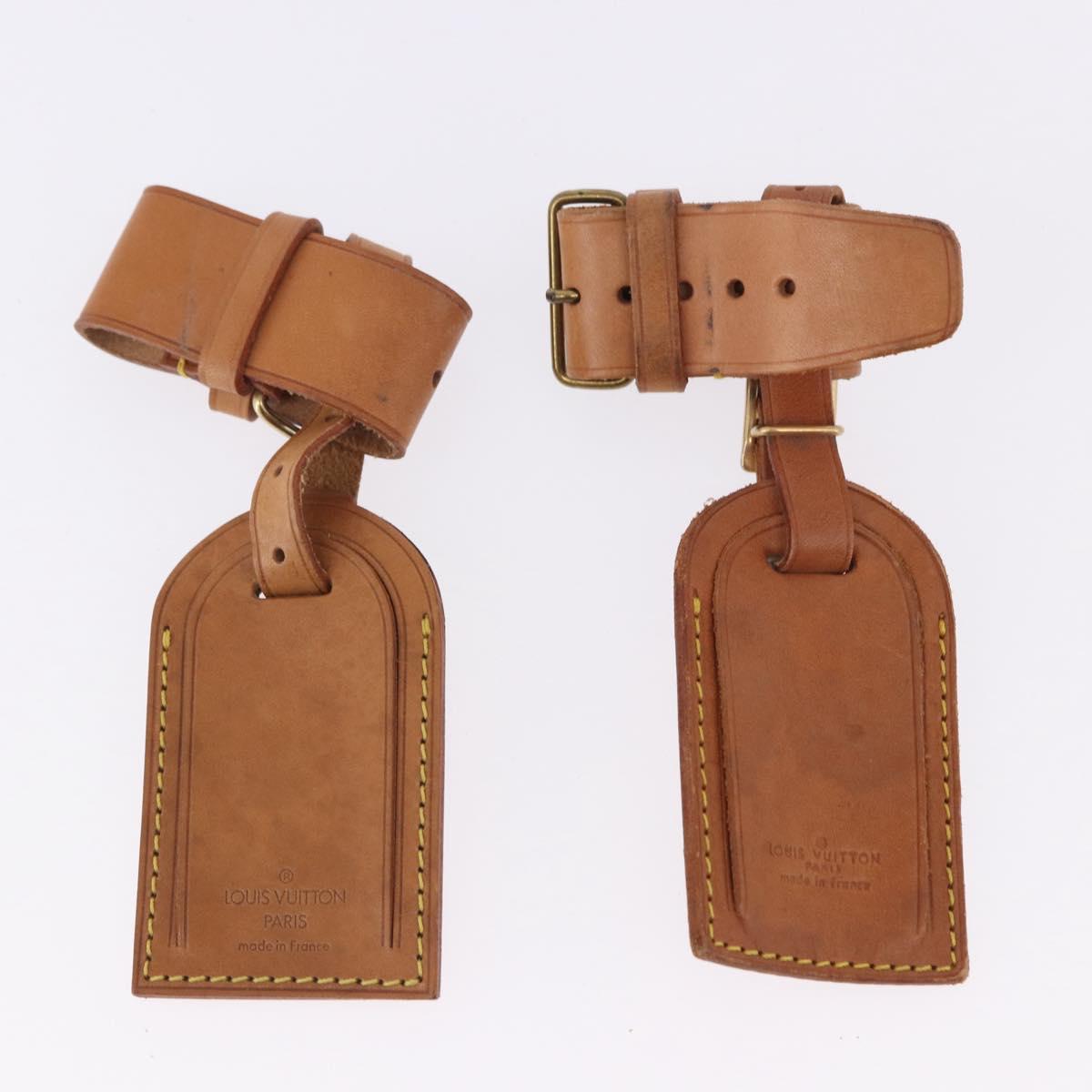 LOUIS VUITTON Name Tag Powanie 10 Set Powanie Leather Beige LV Auth 192587