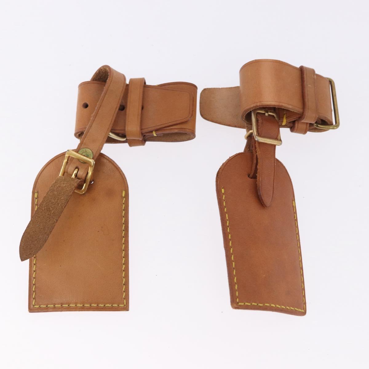 LOUIS VUITTON Name Tag Powanie 10 Set Powanie Leather Beige LV Auth 192587