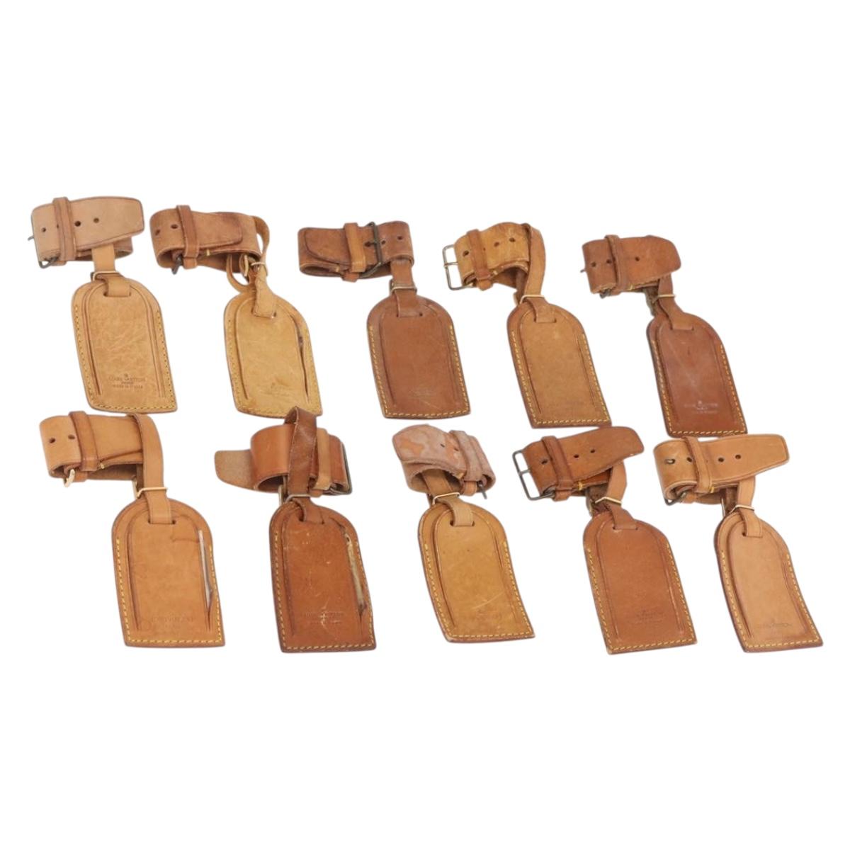LOUIS VUITTON Name Tag Powanie 10 Set Powanie Leather Beige LV Auth 192588