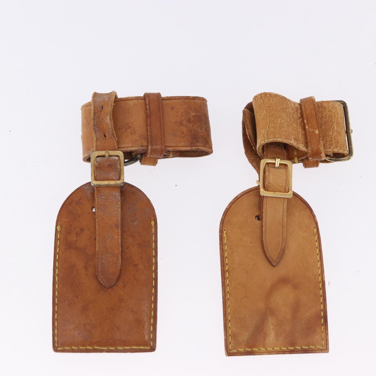 LOUIS VUITTON Name Tag Powanie 10 Set Powanie Leather Beige LV Auth 192588