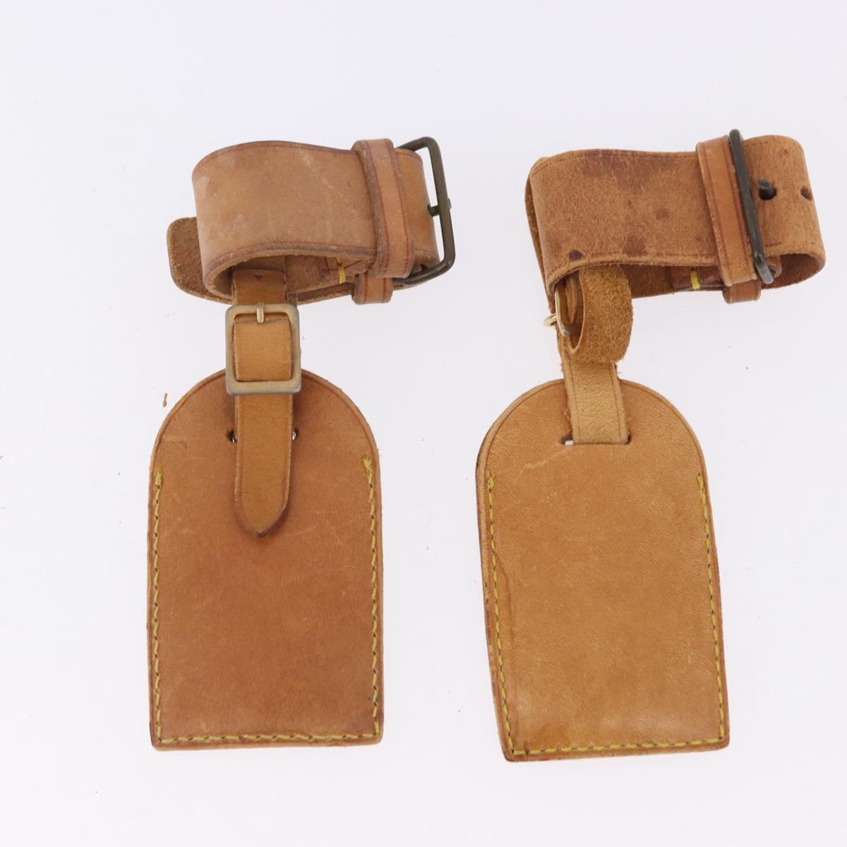 LOUIS VUITTON Name Tag Powanie 10 Set Powanie Leather Beige LV Auth 192588