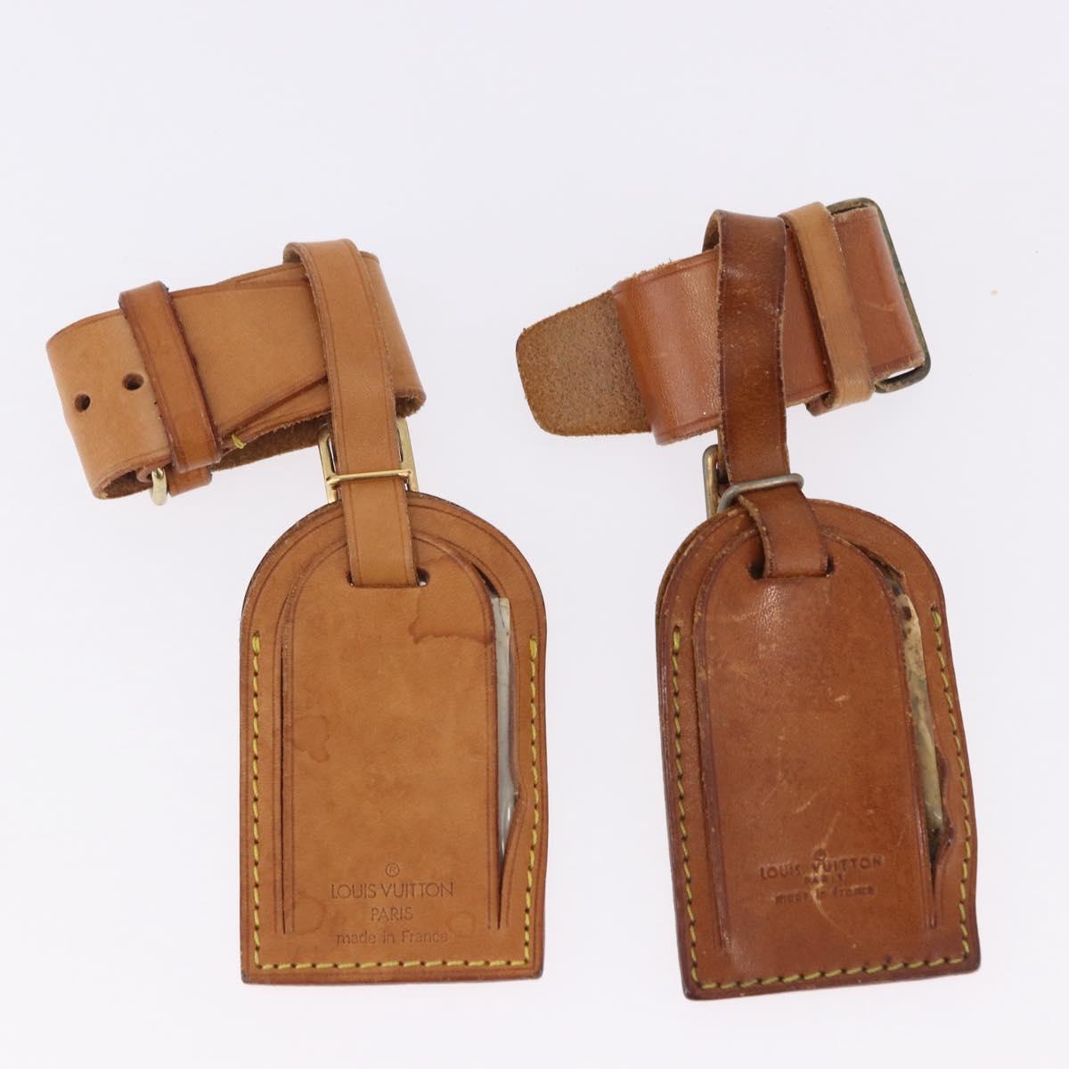 LOUIS VUITTON Name Tag Powanie 10 Set Powanie Leather Beige LV Auth 192588