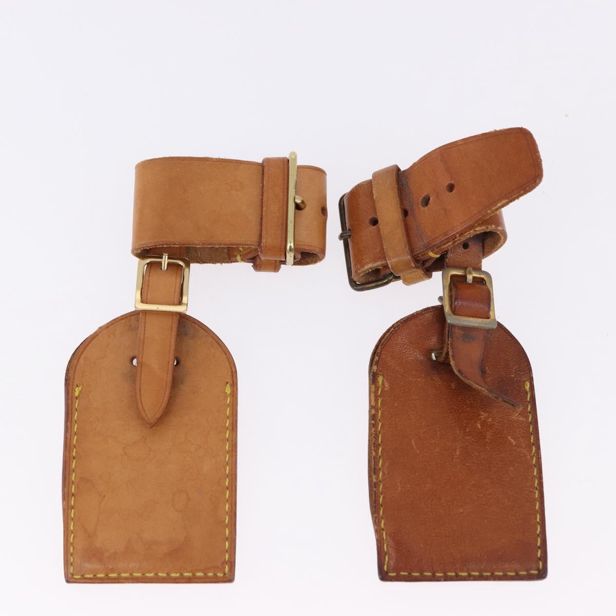LOUIS VUITTON Name Tag Powanie 10 Set Powanie Leather Beige LV Auth 192588