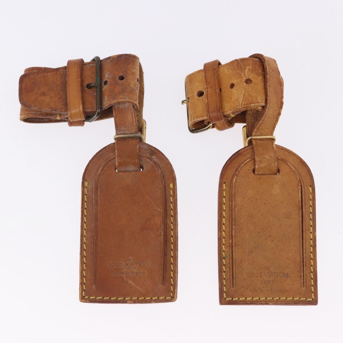 LOUIS VUITTON Name Tag Powanie 10 Set Powanie Leather Beige LV Auth 192588