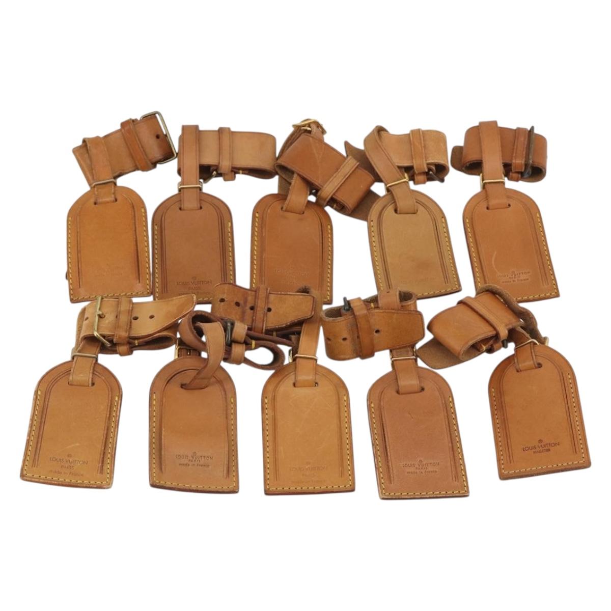 LOUIS VUITTON Name Tag Powanie 10 Set Powanie Leather Beige LV Auth 192589