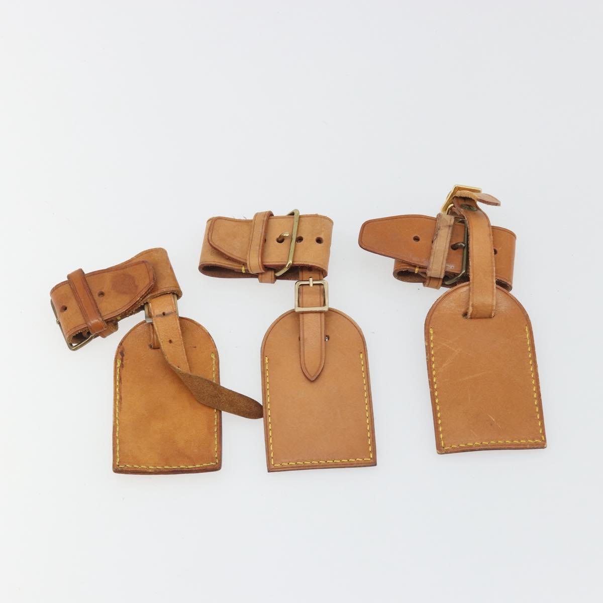 LOUIS VUITTON Name Tag Powanie 10 Set Powanie Leather Beige LV Auth 192589