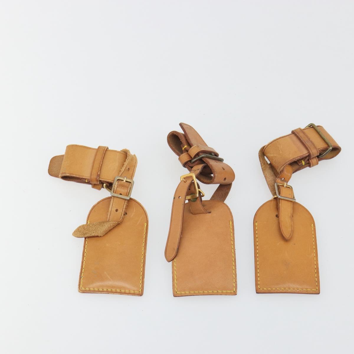 LOUIS VUITTON Name Tag Powanie 10 Set Powanie Leather Beige LV Auth 192589