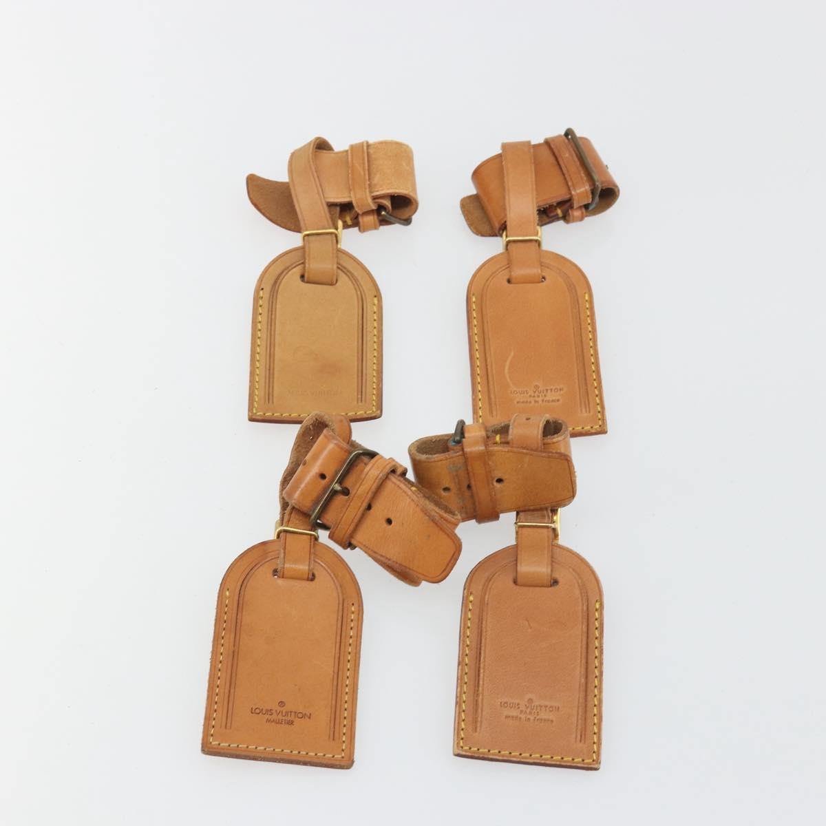 LOUIS VUITTON Name Tag Powanie 10 Set Powanie Leather Beige LV Auth 192589