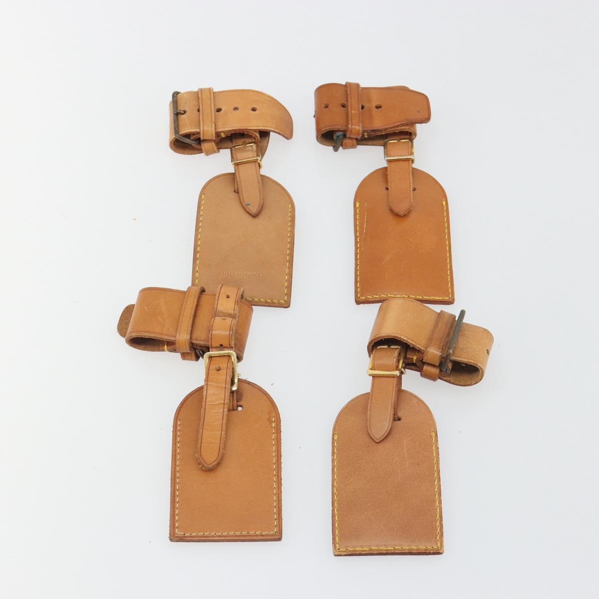 LOUIS VUITTON Name Tag Powanie 10 Set Powanie Leather Beige LV Auth 192589
