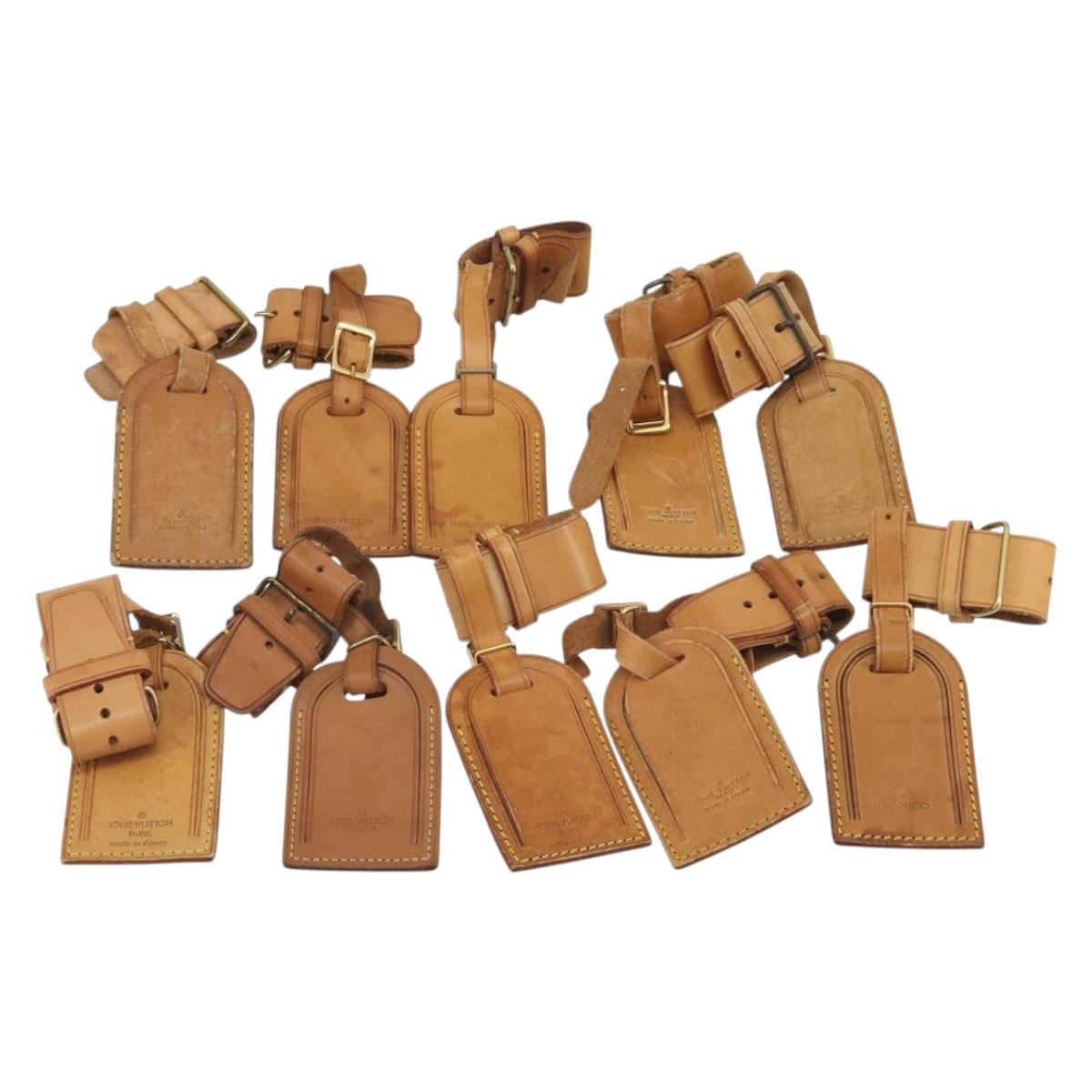 LOUIS VUITTON Name Tag Powanie 10 Set Powanie Leather Beige LV Auth 192590