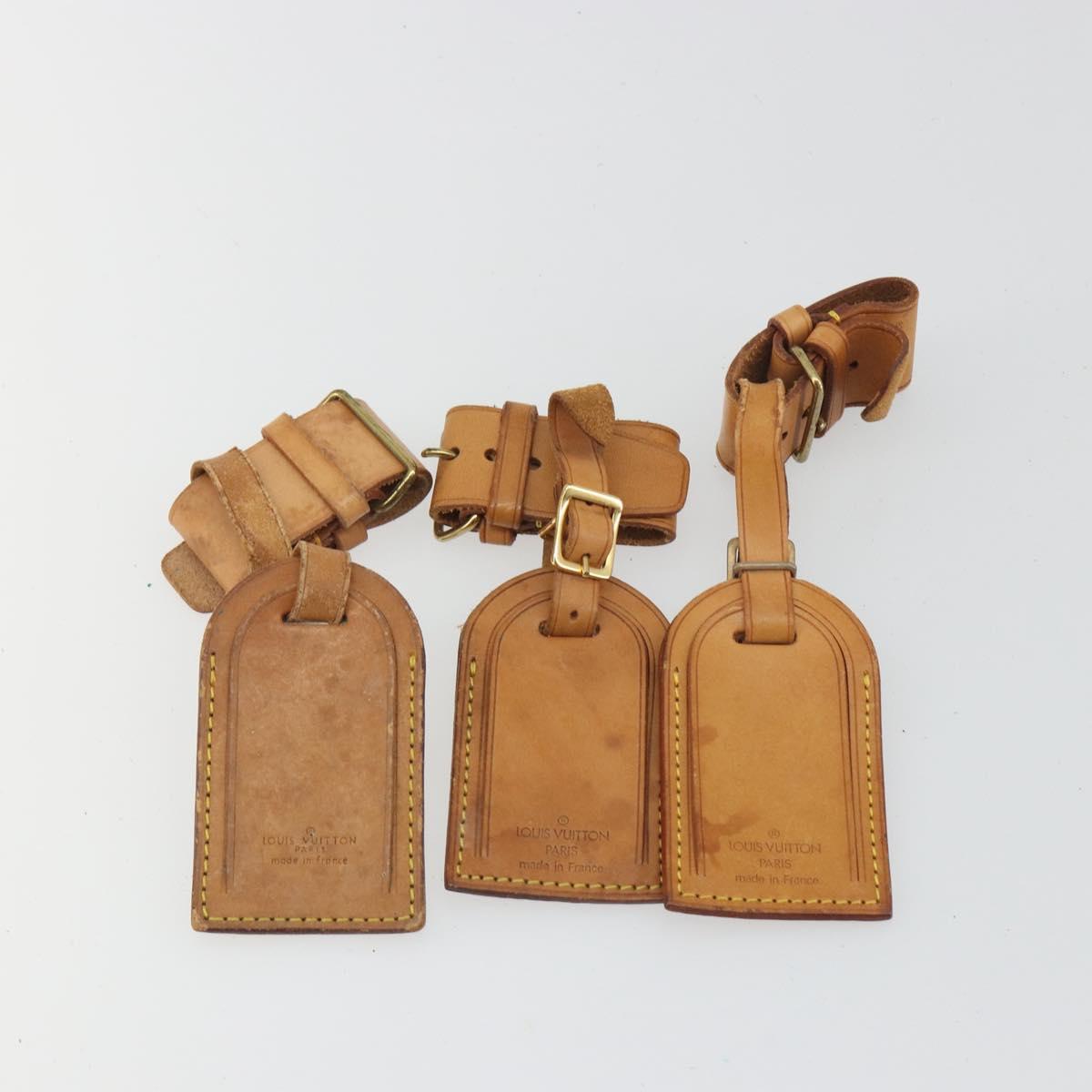 LOUIS VUITTON Name Tag Powanie 10 Set Powanie Leather Beige LV Auth 192590