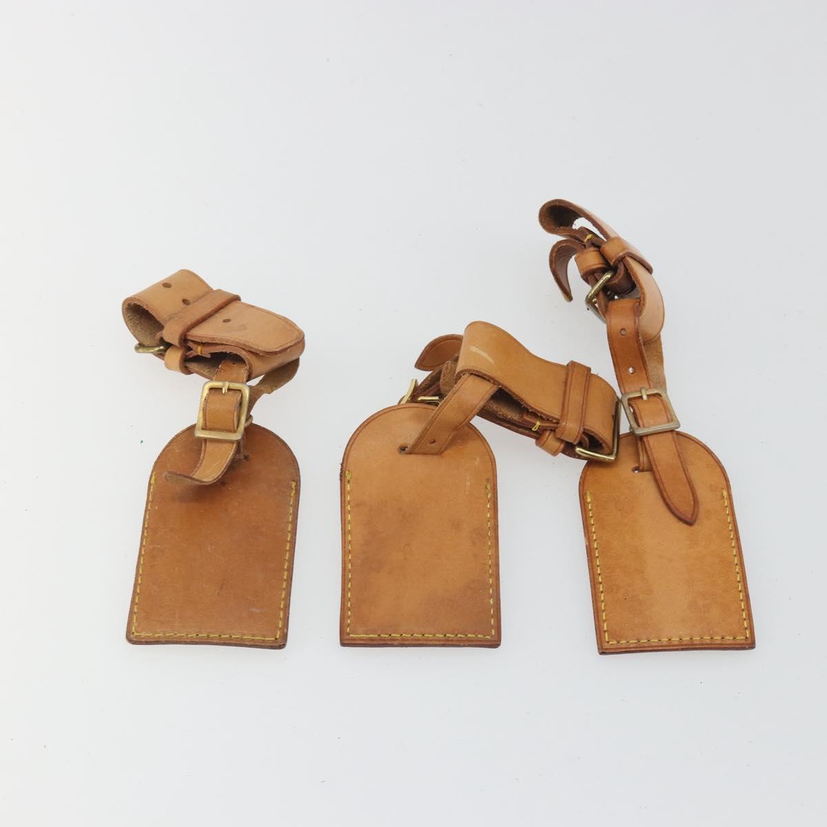 LOUIS VUITTON Name Tag Powanie 10 Set Powanie Leather Beige LV Auth 192590