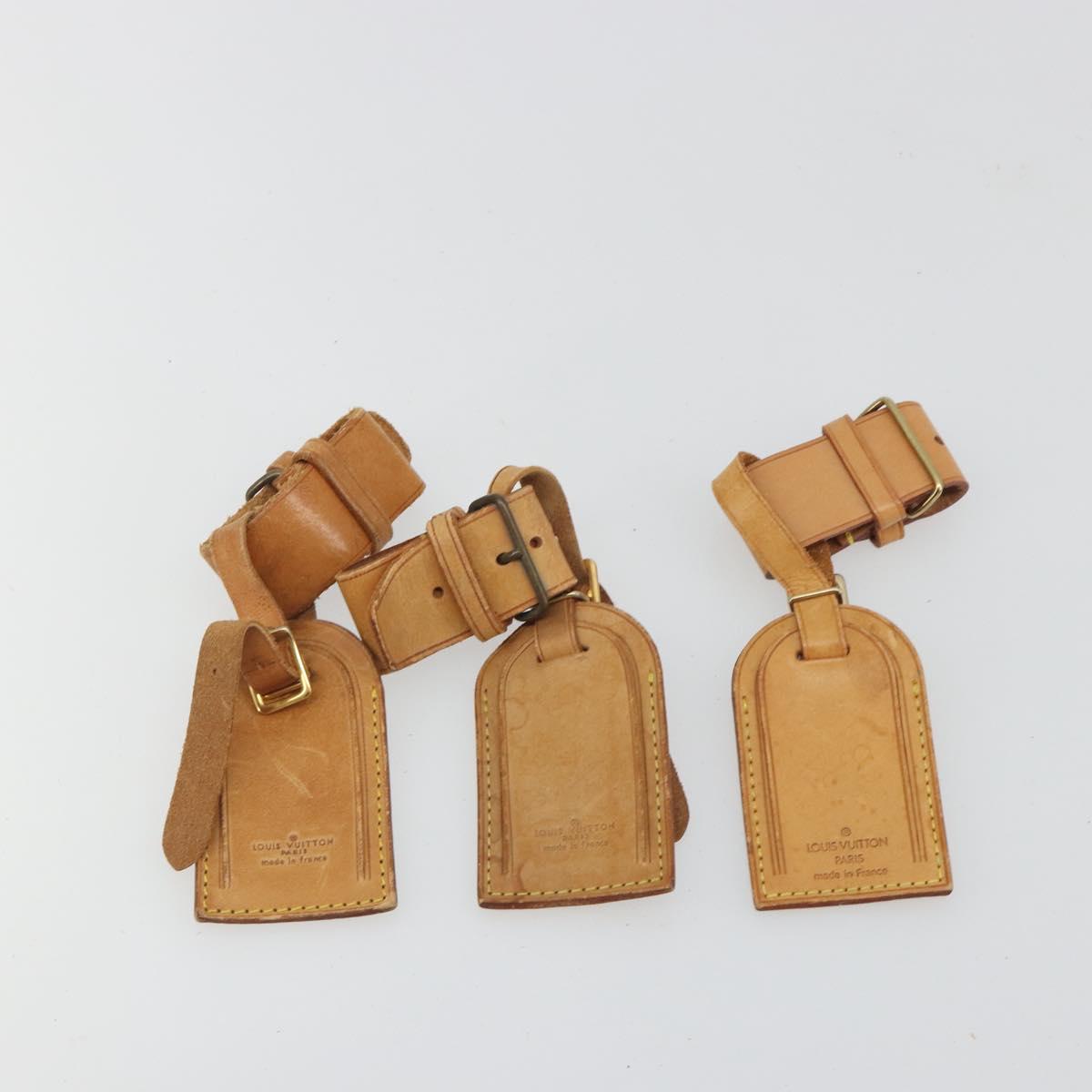 LOUIS VUITTON Name Tag Powanie 10 Set Powanie Leather Beige LV Auth 192590