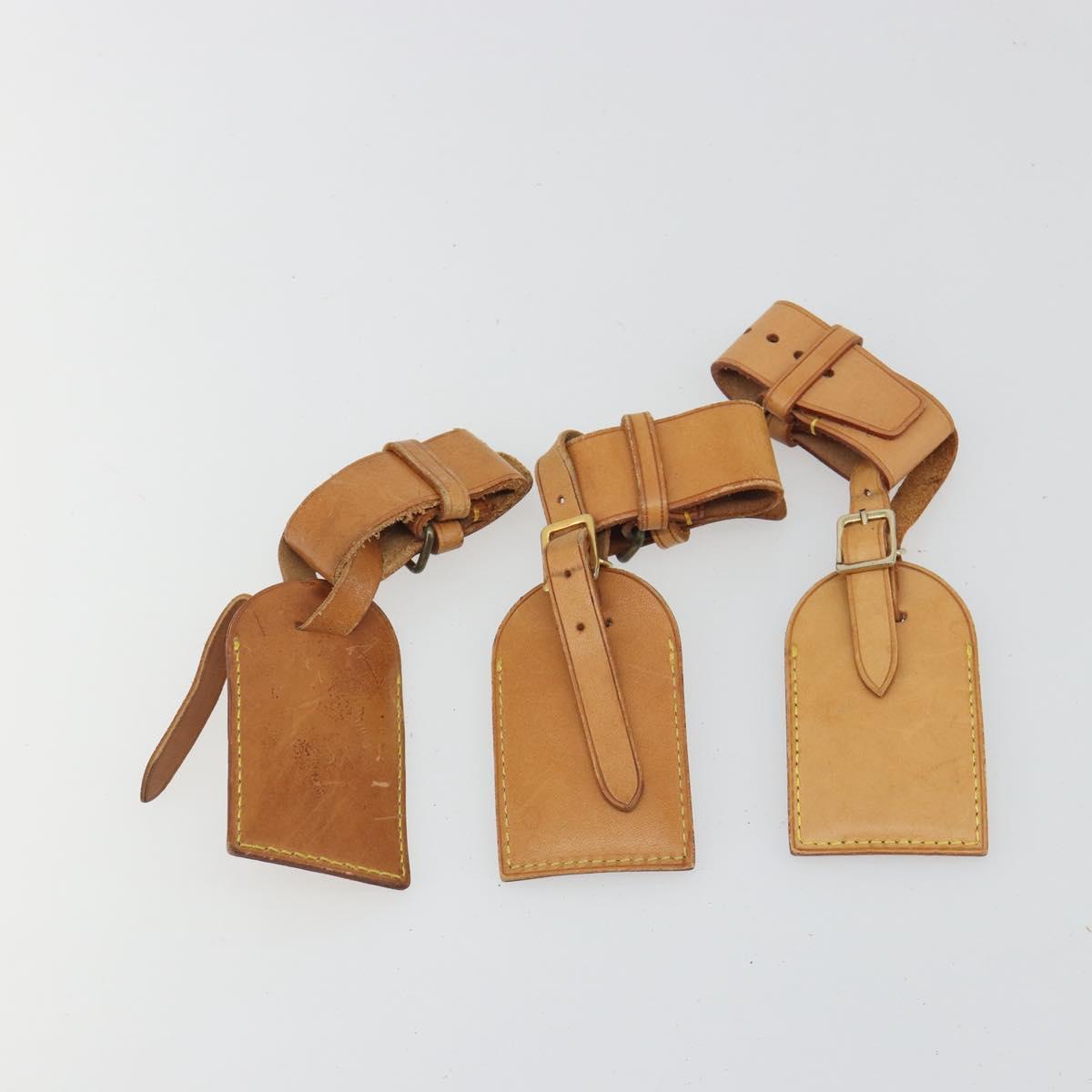 LOUIS VUITTON Name Tag Powanie 10 Set Powanie Leather Beige LV Auth 192590