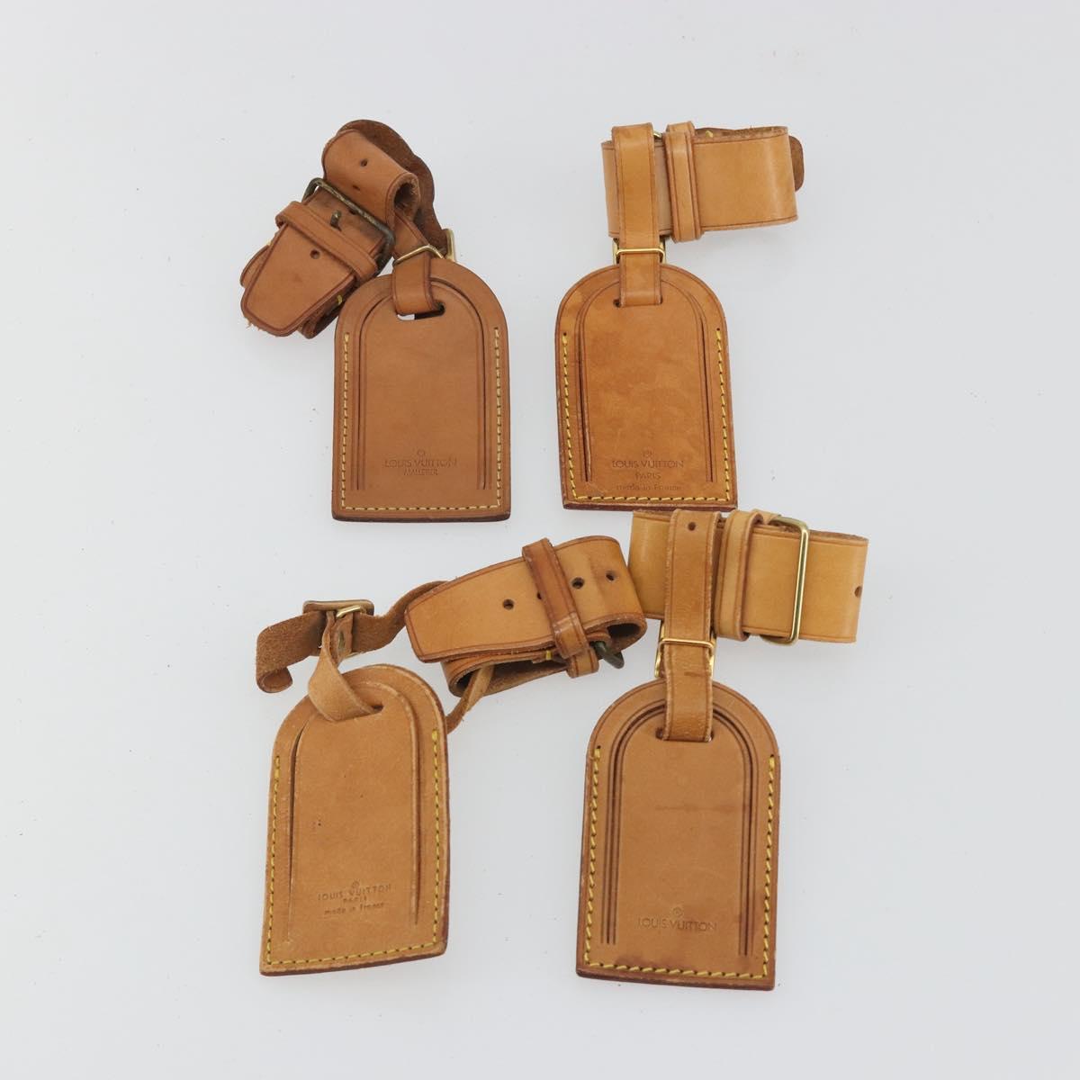 LOUIS VUITTON Name Tag Powanie 10 Set Powanie Leather Beige LV Auth 192590