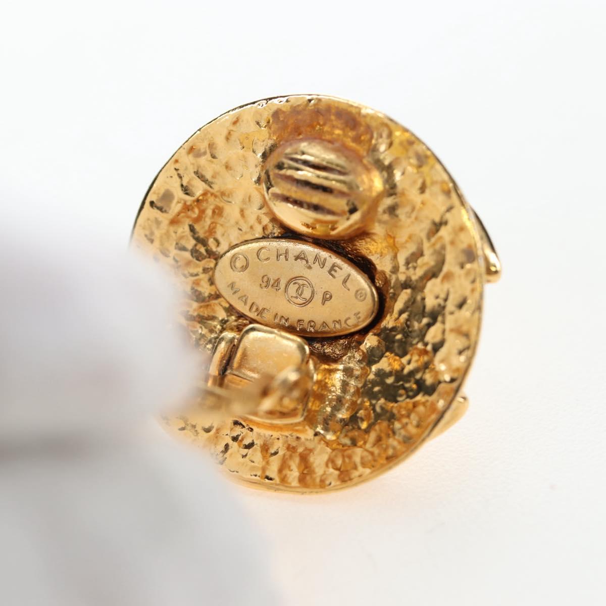 CHANEL Earring Metal Gold Tone CC Auth 192600M