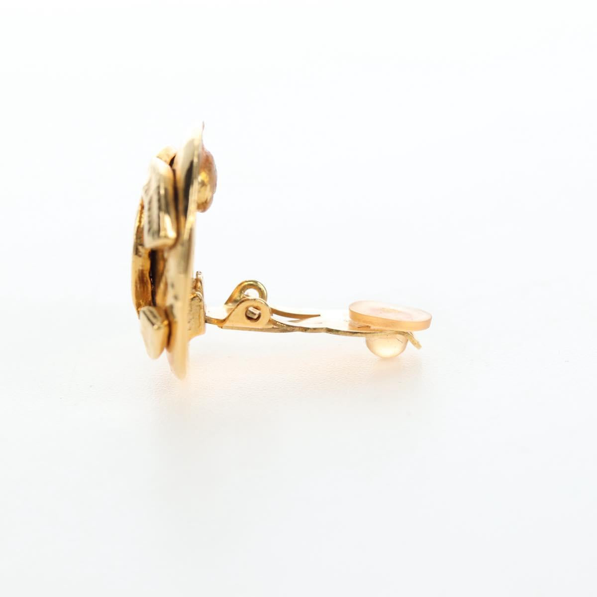 CHANEL Earring Metal Gold Tone CC Auth 192600M