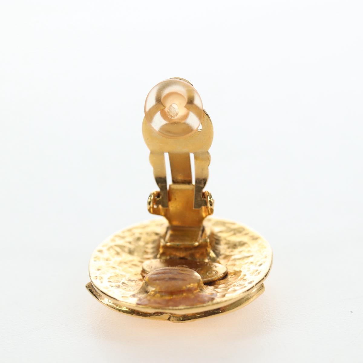 CHANEL Earring Metal Gold Tone CC Auth 192600M
