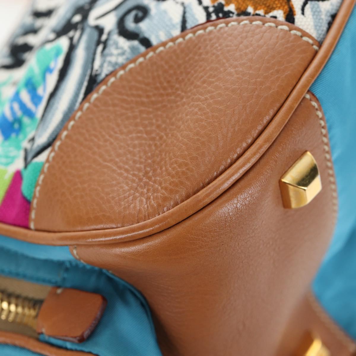PRADA Venice Pattern Hand Bag Canvas Multicolor Gold Auth 192606SAV