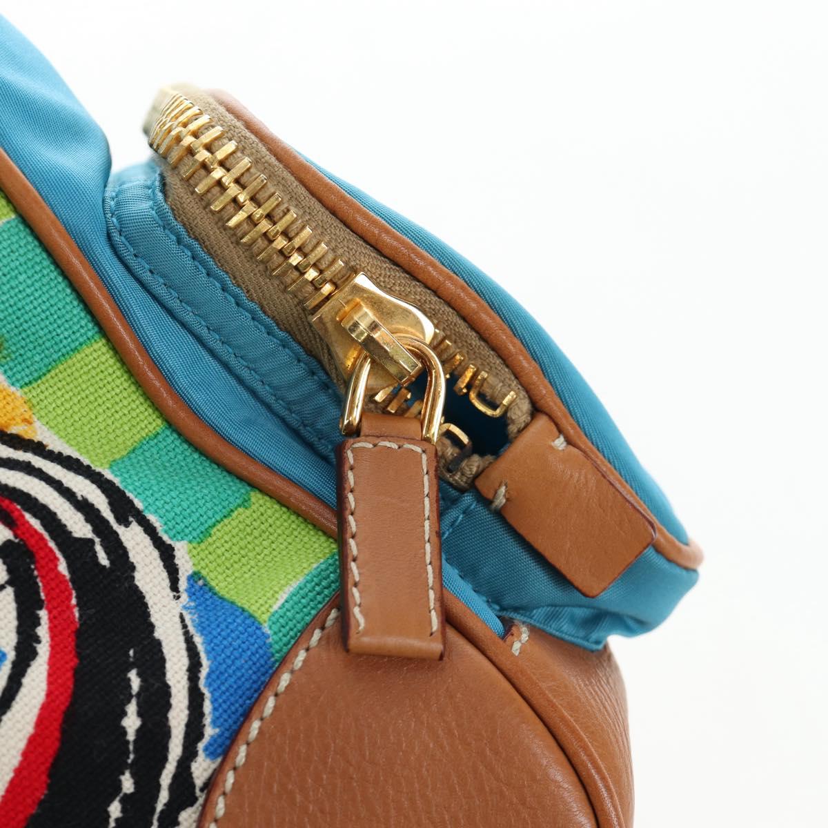 PRADA Venice Pattern Hand Bag Canvas Multicolor Gold Auth 192606SAV