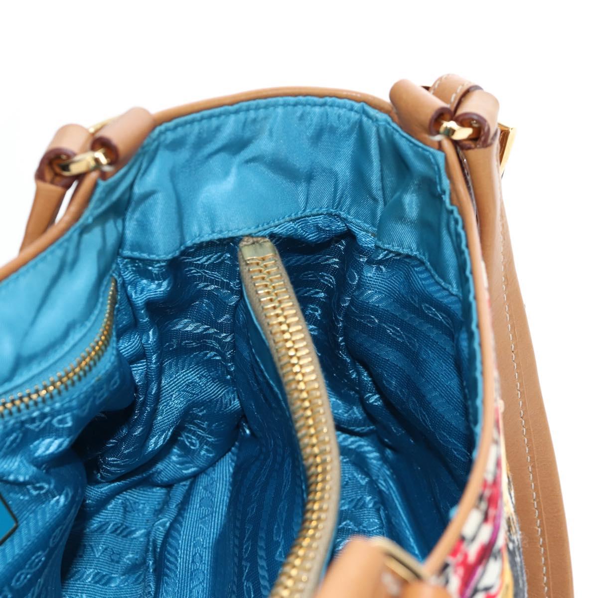 PRADA Venice Pattern Hand Bag Canvas Multicolor Gold Auth 192606SAV