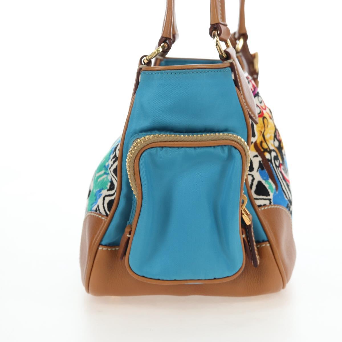 PRADA Venice Pattern Hand Bag Canvas Multicolor Gold Auth 192606SAV