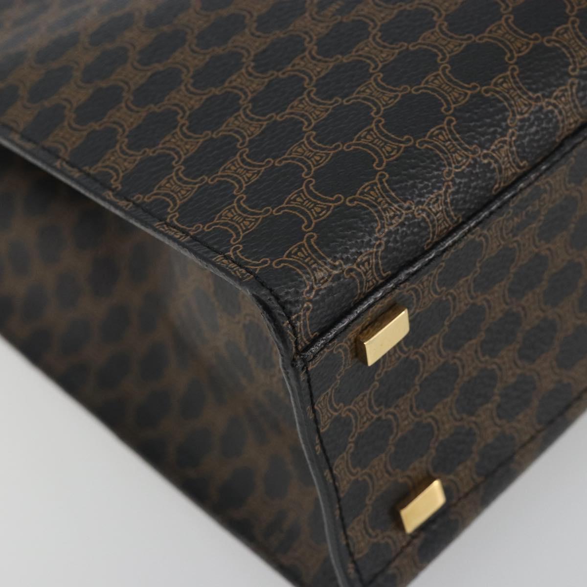 CELINE Macadam Canvas Hand Bag PVC Leather Black Gold Auth 192613A