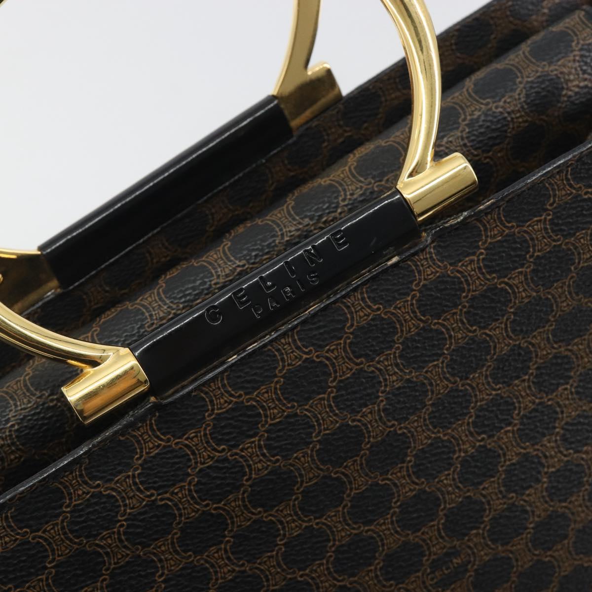 CELINE Macadam Canvas Hand Bag PVC Leather Black Gold Auth 192613A