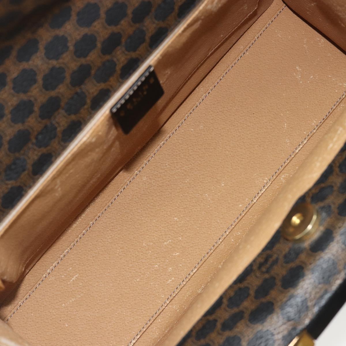 CELINE Macadam Canvas Hand Bag PVC Leather Black Gold Auth 192613A