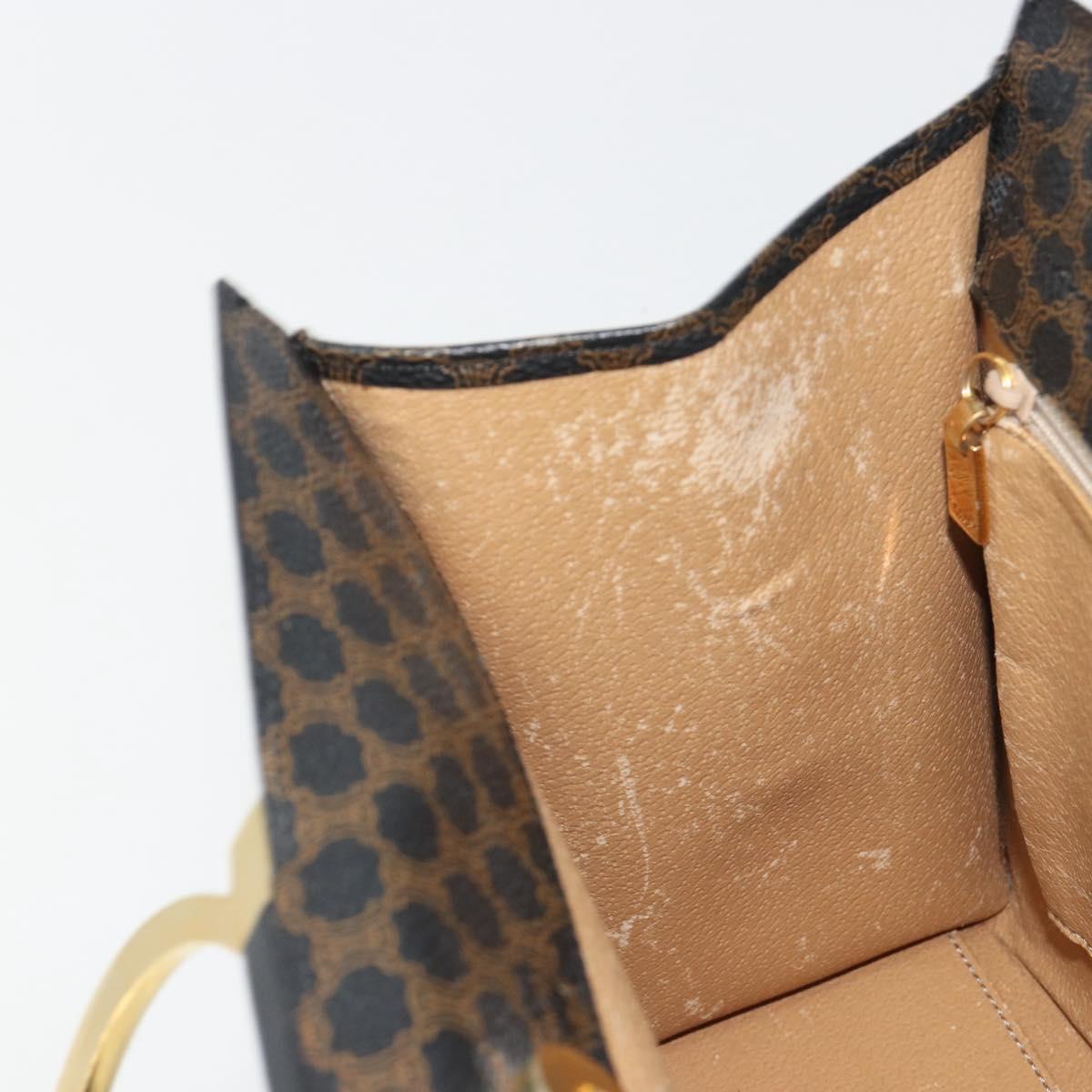 CELINE Macadam Canvas Hand Bag PVC Leather Black Gold Auth 192613A