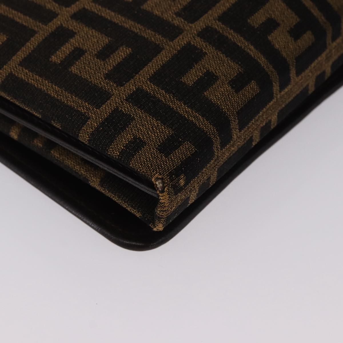 FENDI Zucca Canvas Shoulder Bag Brown Gold Auth 192615