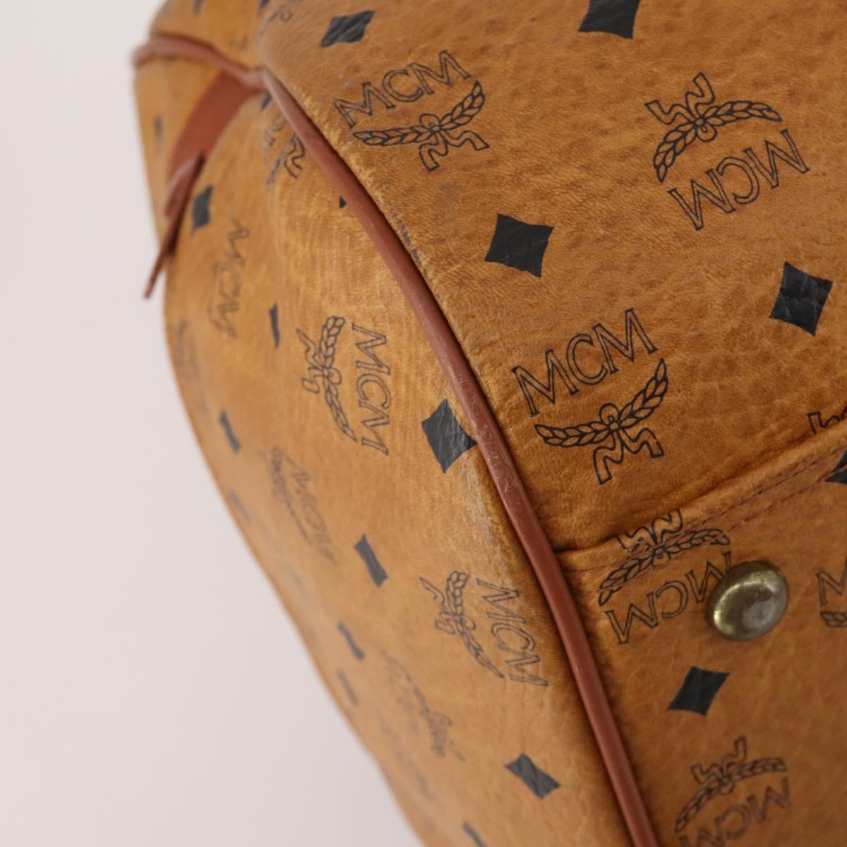 MCM Logogram Vicetos Boston Bag PVC Leather 2way Brown Gold Auth 192616A