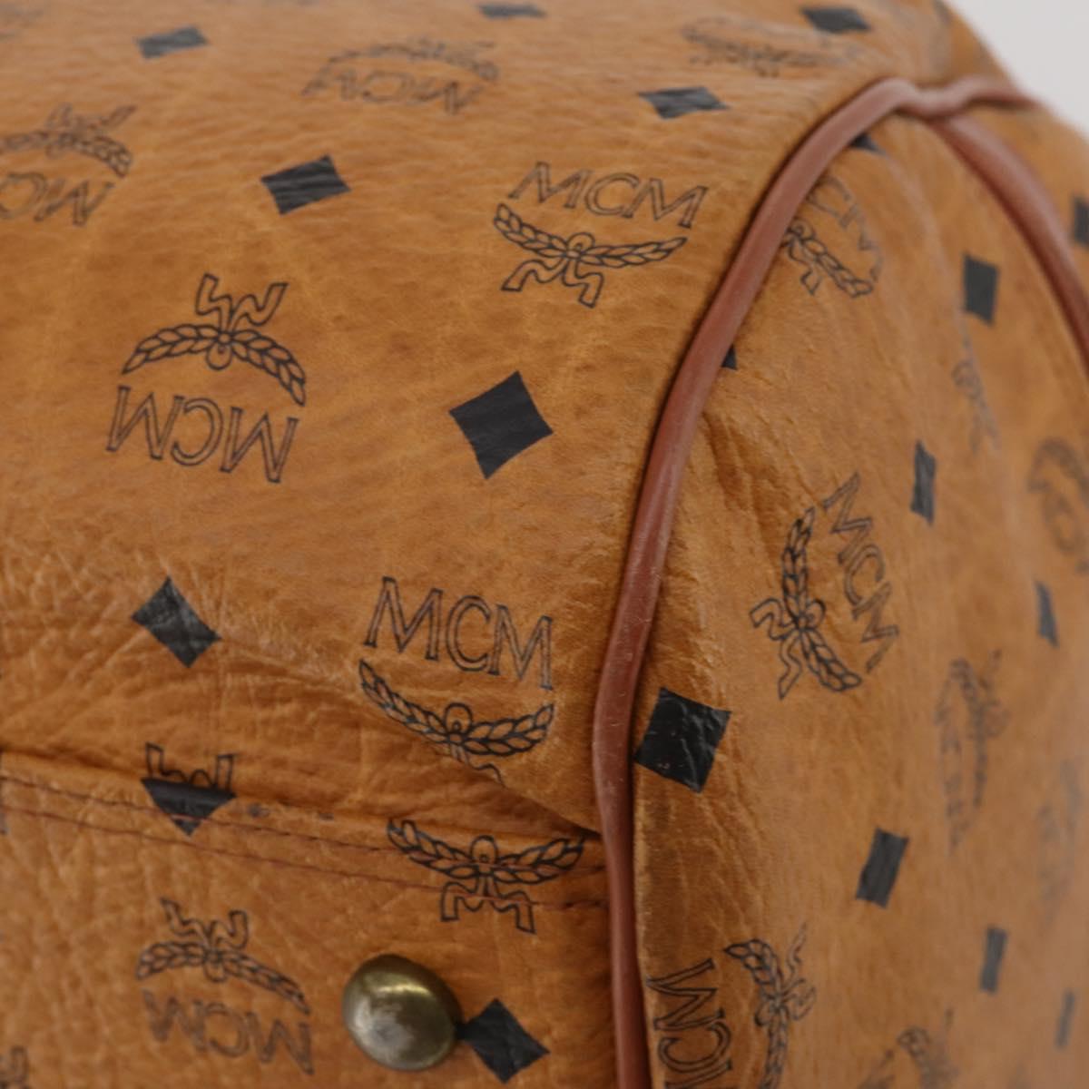 MCM Logogram Vicetos Boston Bag PVC Leather 2way Brown Gold Auth 192616A