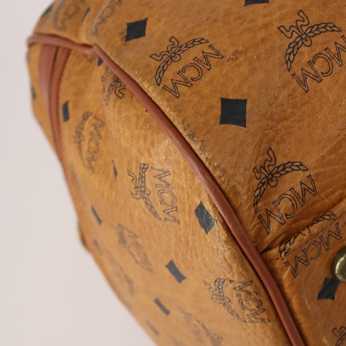 MCM Logogram Vicetos Boston Bag PVC Leather 2way Brown Gold Auth 192616A