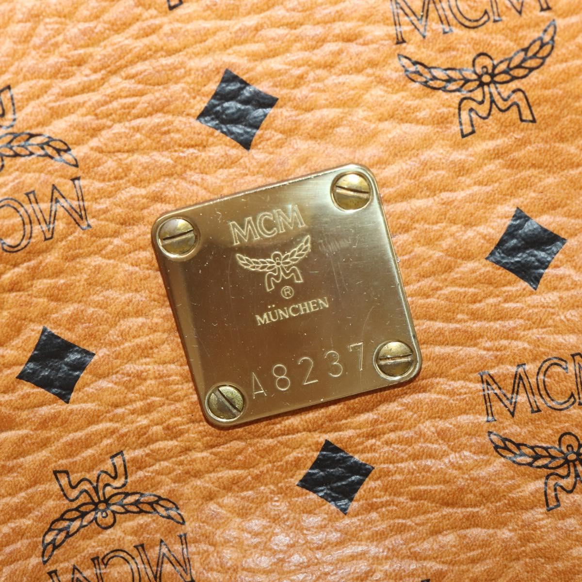 MCM Logogram Vicetos Boston Bag PVC Leather 2way Brown Gold Auth 192616A