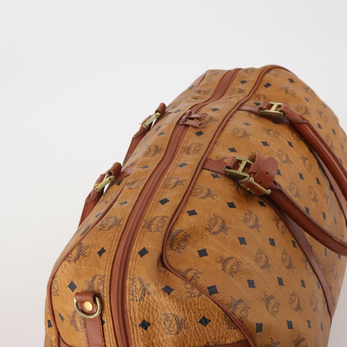 MCM Logogram Vicetos Boston Bag PVC Leather 2way Brown Gold Auth 192616A