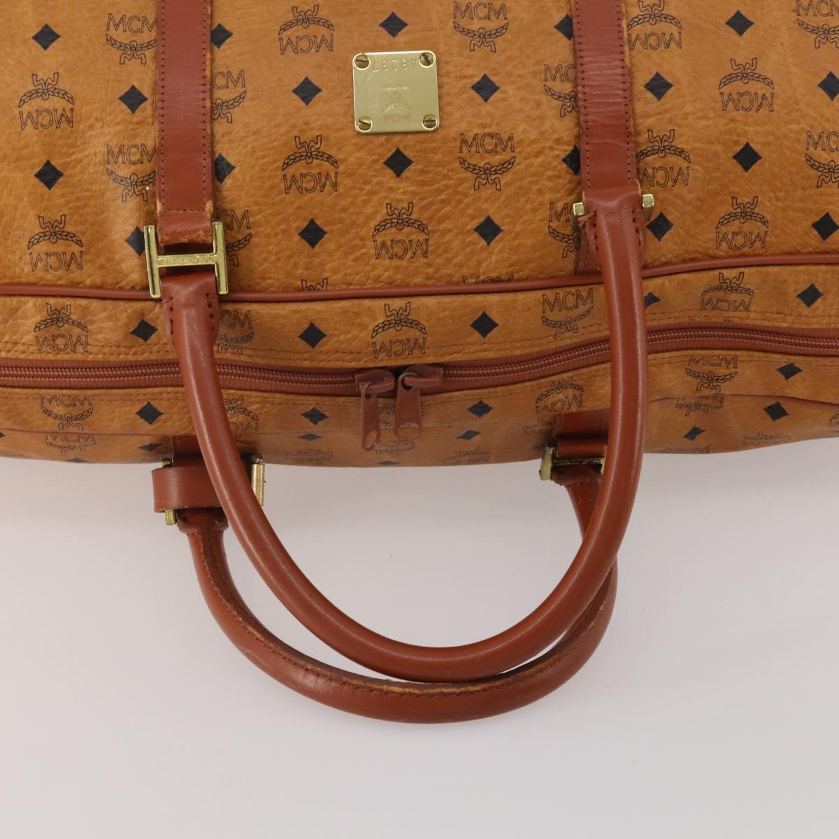 MCM Logogram Vicetos Boston Bag PVC Leather 2way Brown Gold Auth 192616A