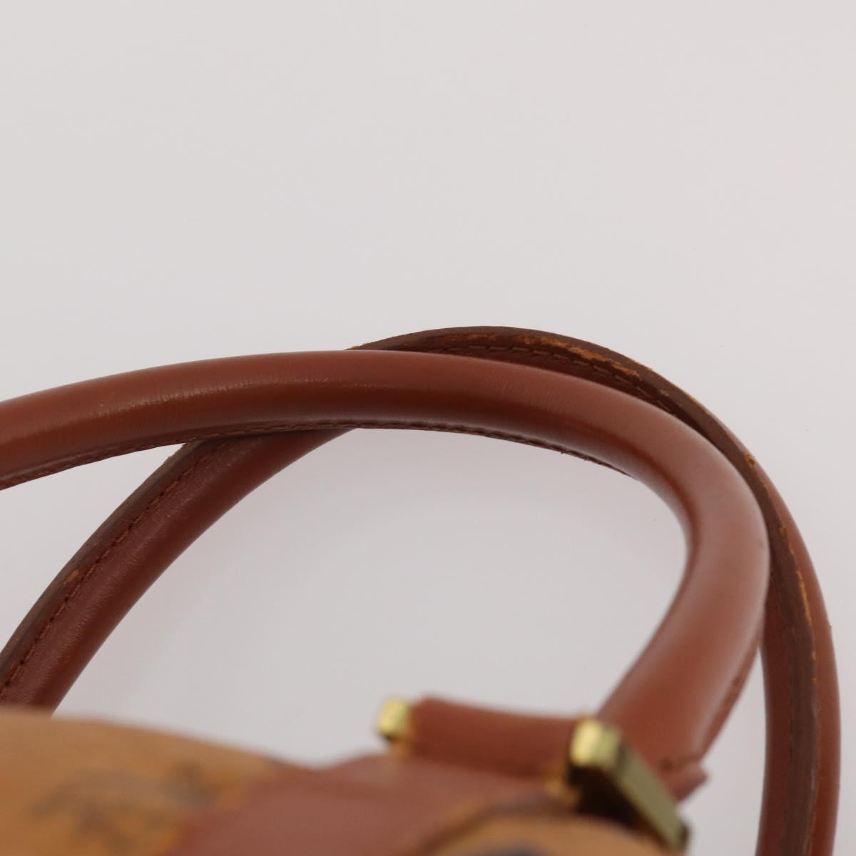 MCM Logogram Vicetos Boston Bag PVC Leather 2way Brown Gold Auth 192616A