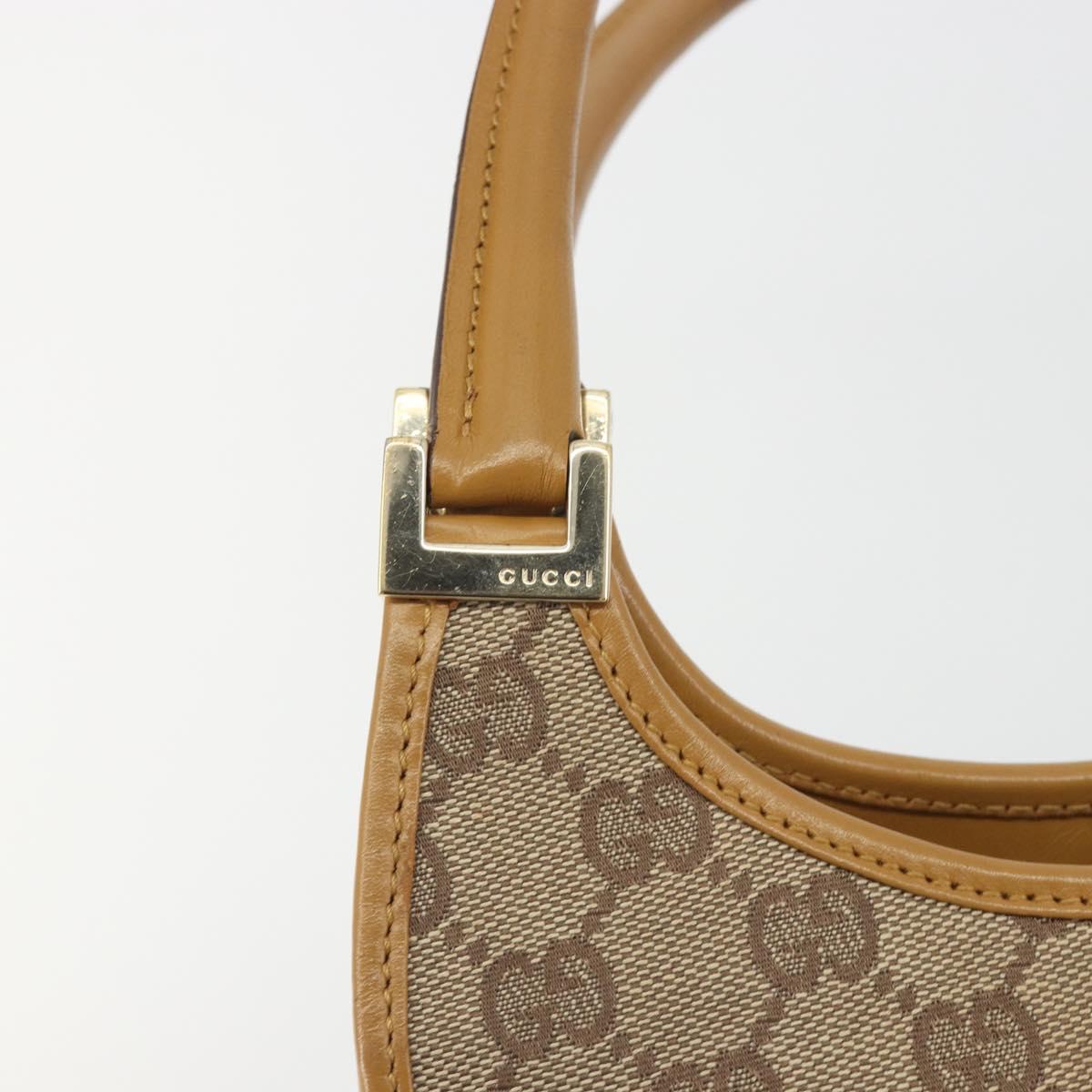 GUCCI GG Canvas Jackie Hand Bag Beige Gold 002 1068 Auth 192618A