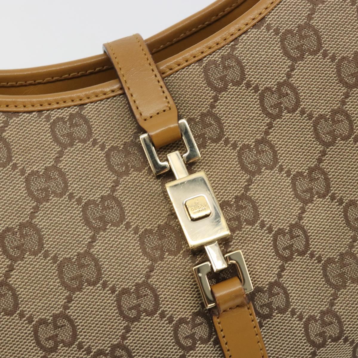 GUCCI GG Canvas Jackie Hand Bag Beige Gold 002 1068 Auth 192618A