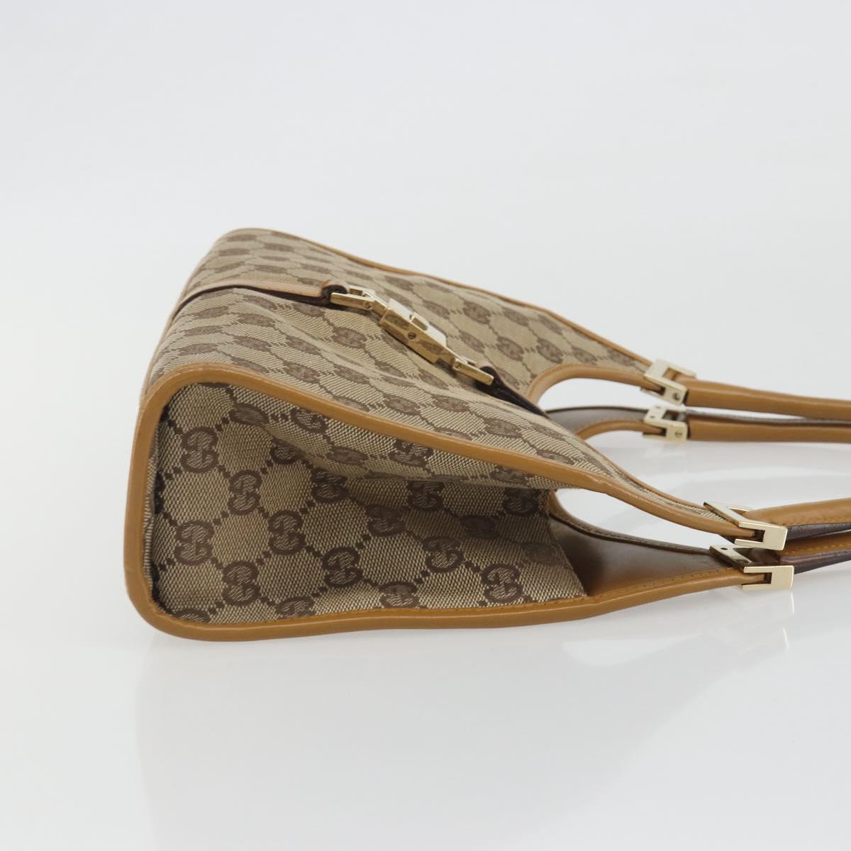 GUCCI GG Canvas Jackie Hand Bag Beige Gold 002 1068 Auth 192618A