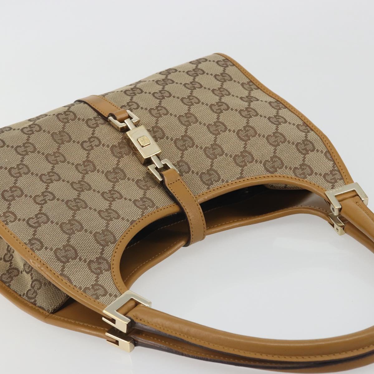 GUCCI GG Canvas Jackie Hand Bag Beige Gold 002 1068 Auth 192618A
