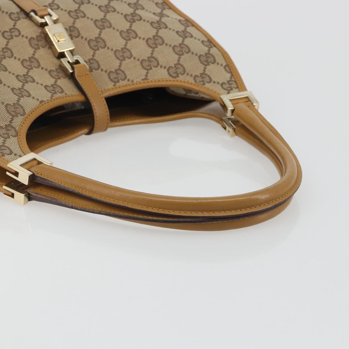 GUCCI GG Canvas Jackie Hand Bag Beige Gold 002 1068 Auth 192618A