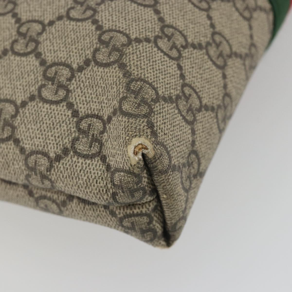 GUCCI GG Supreme Web Sherry Line Shoulder Bag Beige Silver 337111 Auth 192620