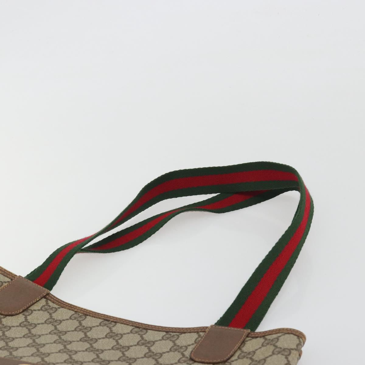 GUCCI GG Supreme Web Sherry Line Tote Bag PVC Beige Gold 002 39 6487 Auth 192621A