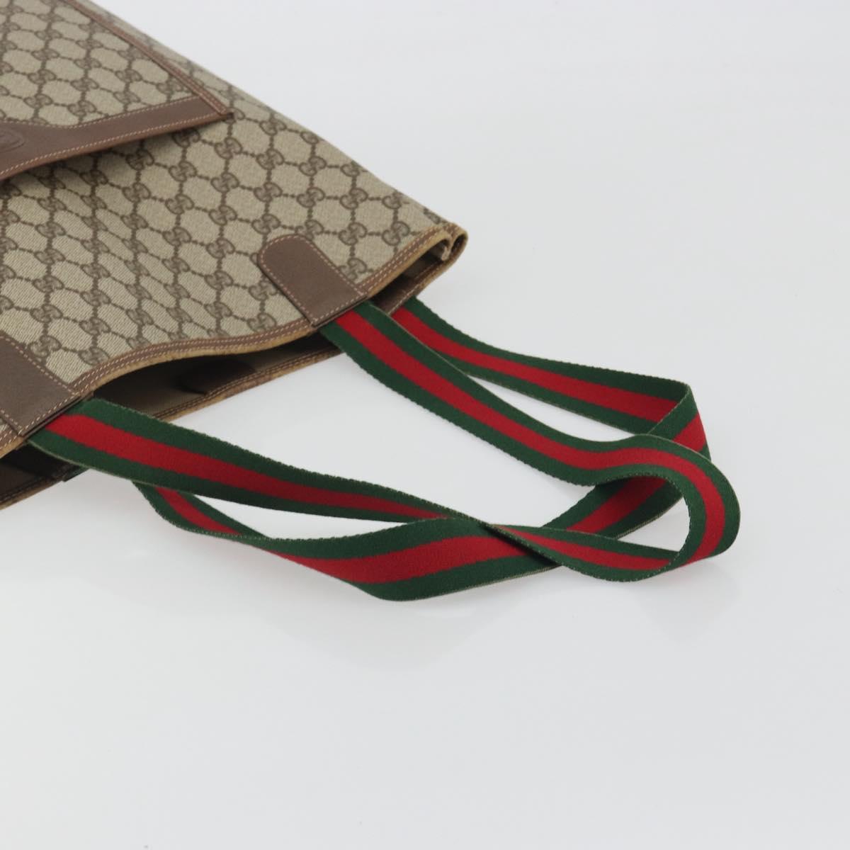 GUCCI GG Supreme Web Sherry Line Bag PVC Beige Gold 002 58 6487 Auth 192622A