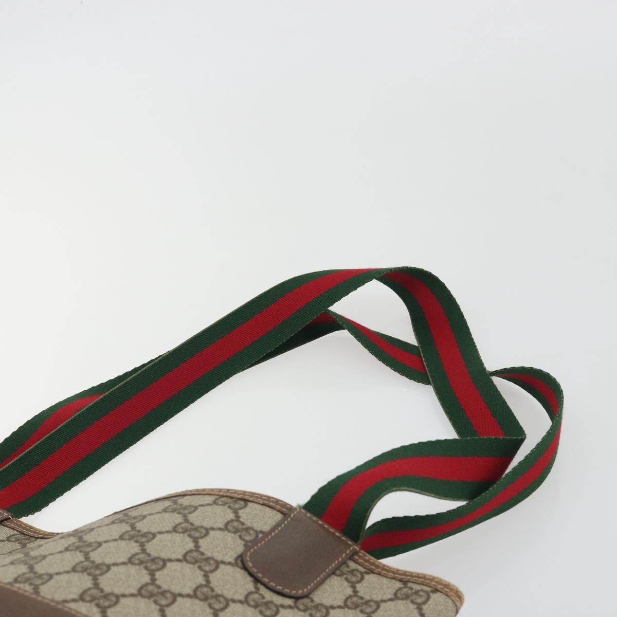 GUCCI GG Supreme Web Sherry Line Bag PVC Beige Gold 002 58 6487 Auth 192622A