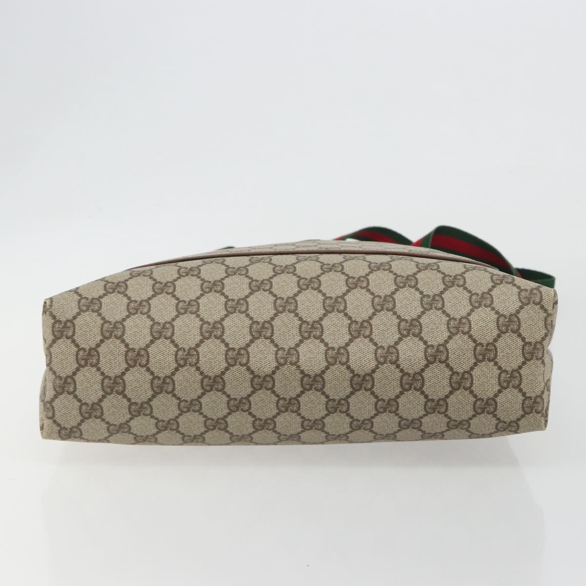 GUCCI GG Supreme Web Sherry Line Bag PVC Beige Gold 002 58 6487 Auth 192622A