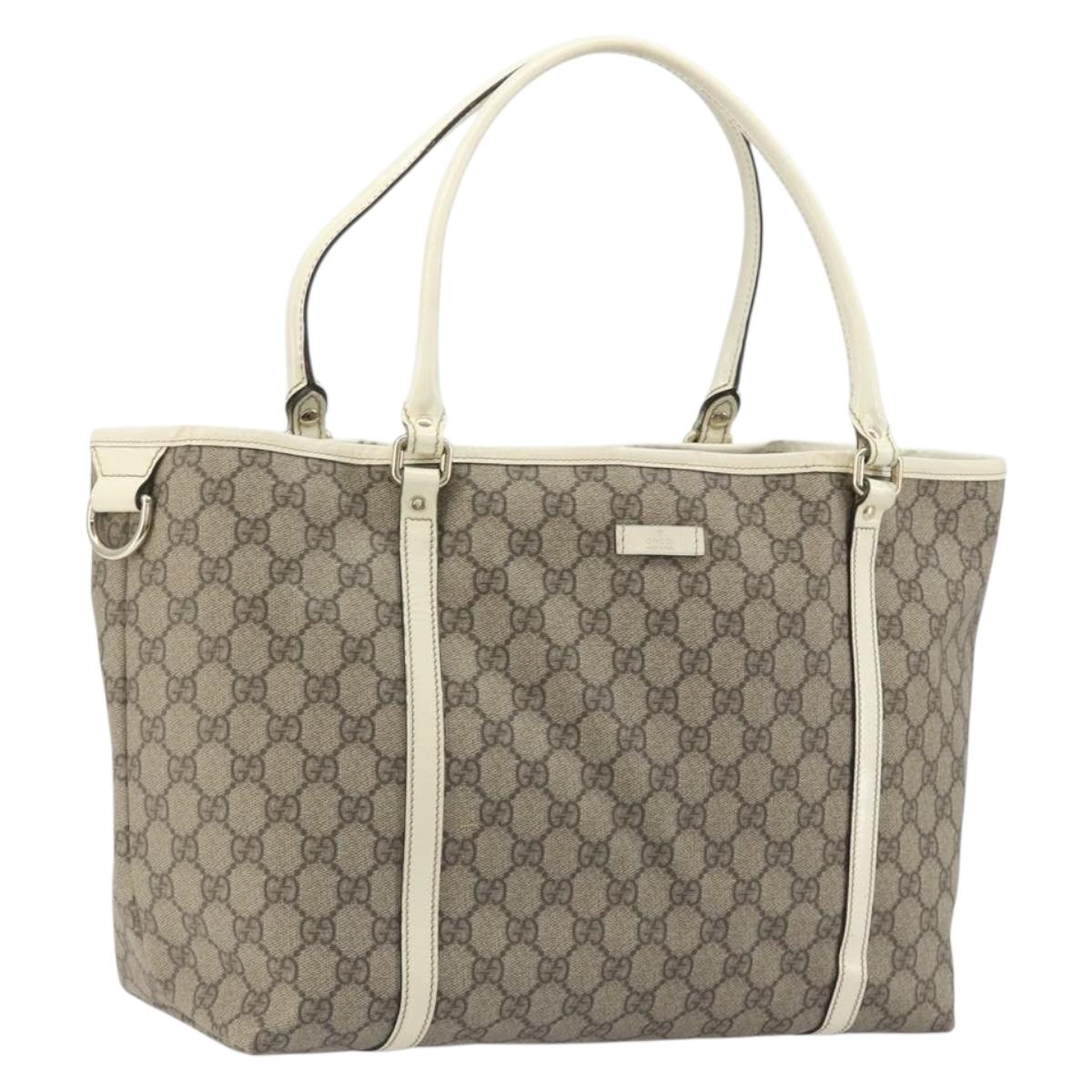 GUCCI GG Supreme Tote Bag PVC Beige Gold 197953 Auth 192623A