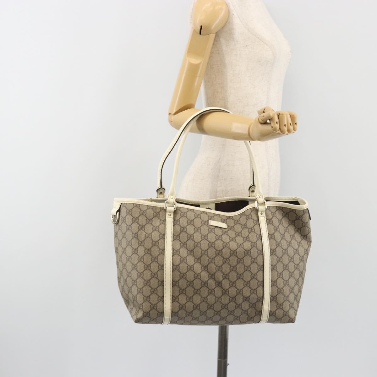 GUCCI GG Supreme Tote Bag PVC Beige Gold 197953 Auth 192623A